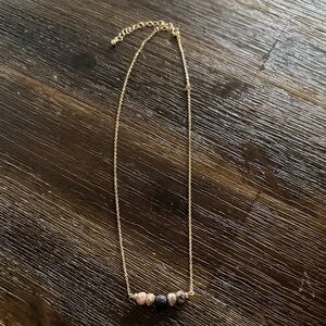 Elegant Gold Necklace with Beaded Accents, with Lava Rock